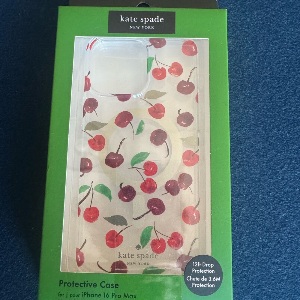 Kate Spade ♠️Cherry Design iPhone 16 Pro Max Case- protect your phone in style 🍒